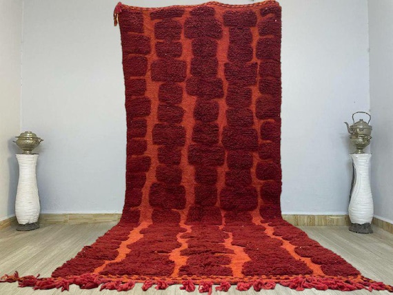 MOROCCAN AMAZING ORANGE Rug - Handmade Morrocan Rug, Authentic Berber Rug, Bohemian Style Rug For Living Room .