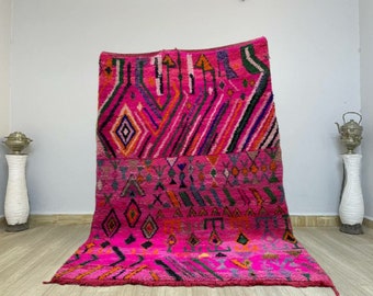 Handmade Pink Berber Rug: Authentic Moroccan Bohemian Style Rug