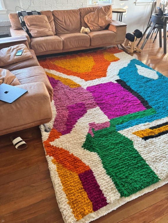AMAZING MOROCCAN ORANGE Rug - unique beniourain rugs living room - Handmade Morrocan Rug, Berber Rug, Bohemian Style Rug For Living Room