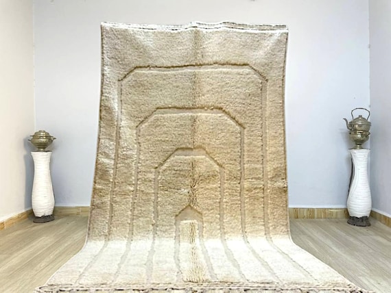Moroccan rug ivory - Solid creamy rug - Plain cream rug - Wool berber rug - Beni ourain rug - Custom rug - Handmade rug - Moroccan area rug