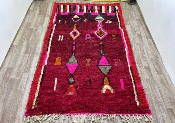 AMAZING MOROCCAN Pink Boujaad Rug, Custom Pink rug, Pink Morrocan rug, Soft shag wool rug, Moroccan Berber rug, Bohemian for living room.