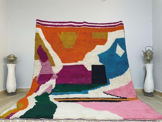 Amazing Multicolored Rug - Custom Fabulous Boujaad Rug - Beni Ourain Rug - Handmade Rug - Moroccan Berber Rug - Traditional Moroccan Carpet
