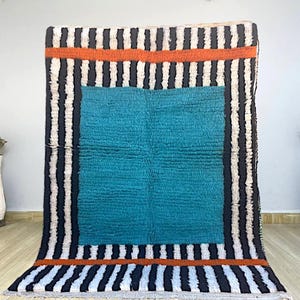 Moroccan Blue Rug, Custom Morrocan Rug, Tufted blue Grass Gardening Shape Rug, Rug For Living Room, Berber Wool Area Rug, teppich