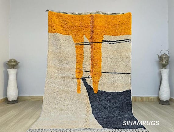AMAZING MOROCCAN ORANGE Rug - Morrocan chekerboard Rug, Authentic Berber Rug, Bohemian Style Rug For Living Room.