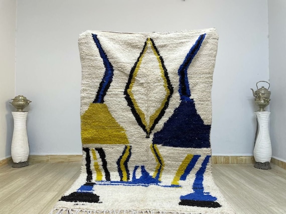 Moroccan Boujaad rug custom, rugs for any room, custom moroccan colorful rug, moroccan rugs blue and white