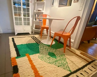 Handmade Green Moroccan Rug: Berber Wool Area Rug