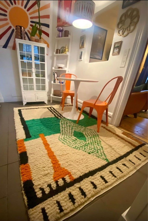 Moroccan rug Green - Handmade rug - Moroccan berber rug - Beni ourain rug - Morocco rug - Moroccan area rug - Custom Green rug - Wool rug