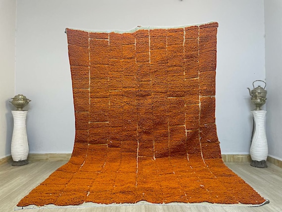 AMAZING ORANGE MOROCCAN Rug - Handmade Morrocan Rug, Authentic Berber Rug, Bohemian Style Rug For Living Room .