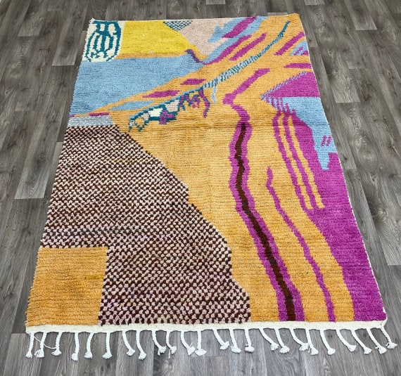 Beni ourain style Rugs for living room - Custom morrocan rug - Moroccan rug traditional - Moroccan hand knotted rug - Wool area rug