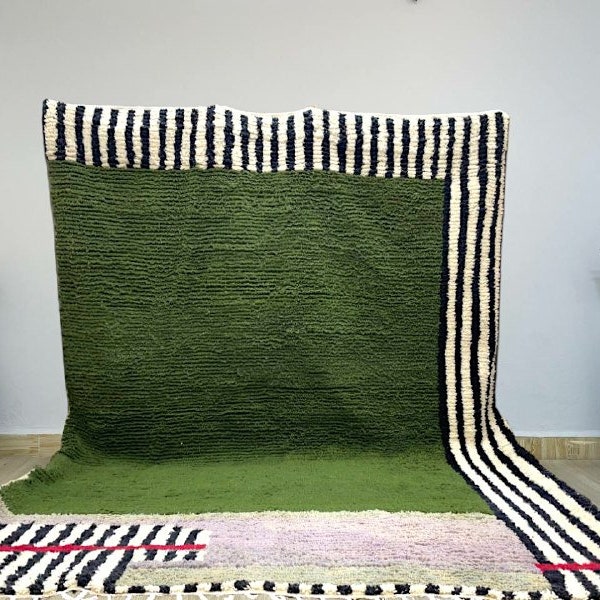 Scandinavian Green Rug, Nordic Decor Bohemian Inspired Amazing Rug Hand Woven Wool Flatweave
