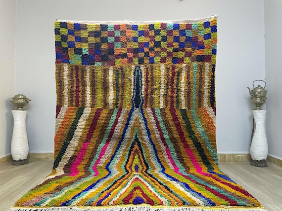 Costum Colorful Moroccan  Rug, Authentic Moroccan rug, Berber Carpet, Genuine Wool rug, Handmade rug Amazing Multicolored Rug - Custom Rug