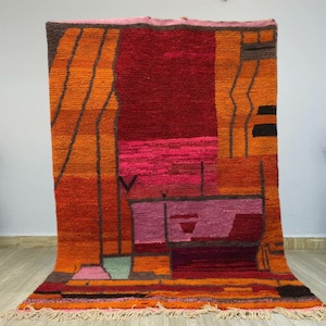 AMAZING MOROCCAN ORANGE Rug - Handmade Morrocan Rugs, Authentic Berber Rug, Bohemian Style Rug For Living Room .