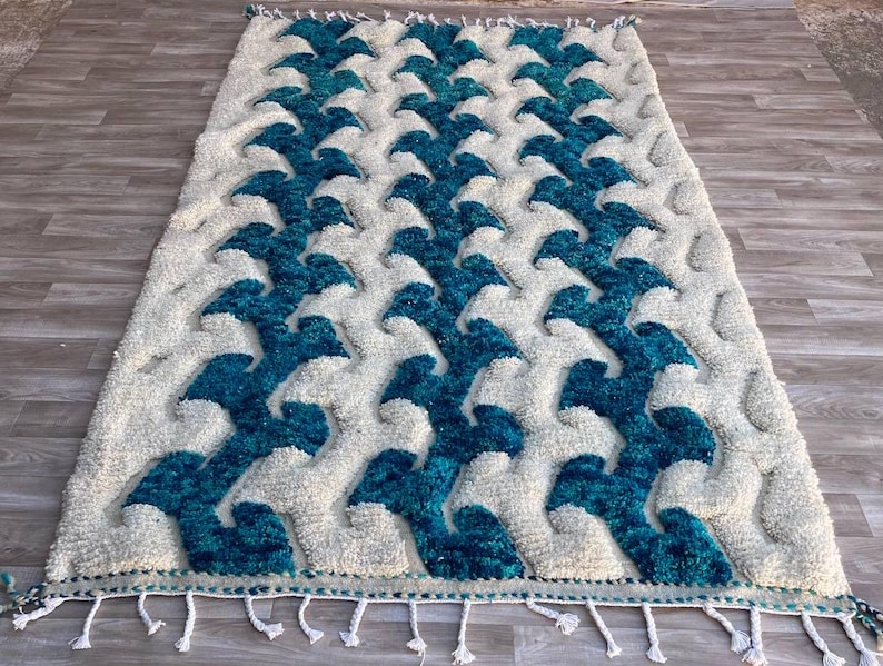 Blue Handmade Rug, Custom Moroccan Rug, Moss Rug, Berber Rug, Beni