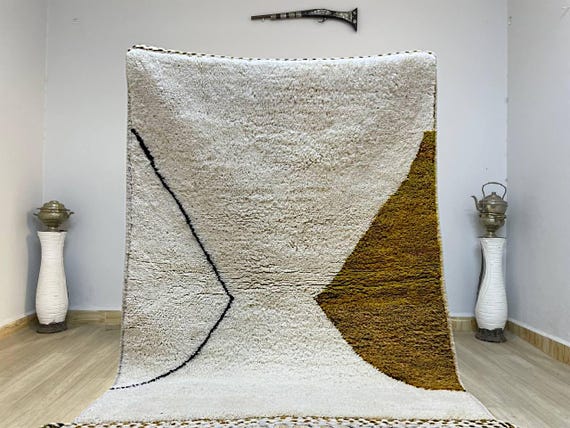 Handmade Moroccan Green and white Rug  , Beni ourain  Rug, Wool Area rug, Berber Rug, Authentic Bohemian rug