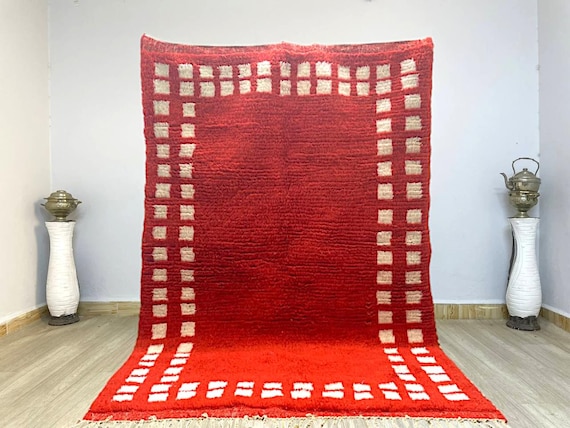 AMAZING MOROCCAN Red Rug for living room - moroccan rugs solid - handmade rugs custom - red rug moroccan.