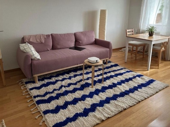 WONDERFUL Beni Ourain Rug, Handmade Morrocan Rug, Custom All Size Rug, Wool Blue Rug, White And Blue Rug, Moroccan Rug, Berber rug