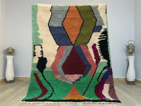 Colorful rug living room - moroccan rugs green - green rug 8x10 - handmade rugs wool - handmade rugs designs - wool rug 8x10 solid color .