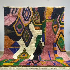 Artistic Moroccan Rug, Handmade Rug, White Pink Rug, Moroccan Carpet, Beni Ourain Rug, Tribal Berber Rug, Authentic Carpet, Tapis Marocain