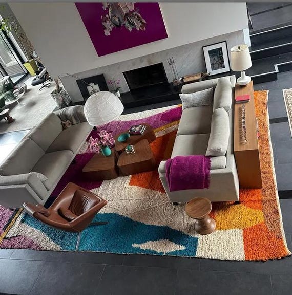 AMAZING ORANGE MOROCCAN Rug - Big Handmade Morrocan Rug, Authentic Berber Rug, Bohemian Style Rug For Living Room .