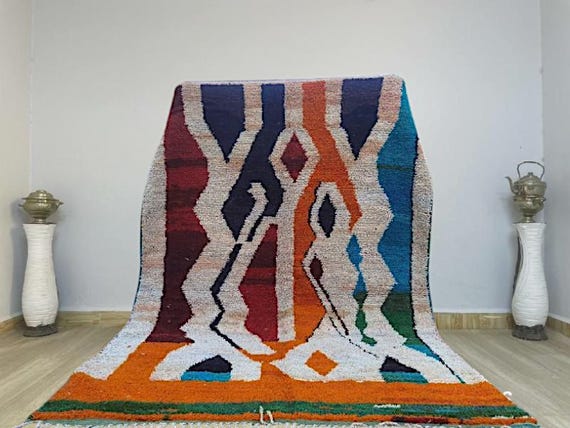 Moroccan Rug Orange, Traditional Berber Carpet, Custom Rug Design, Beni Ourain Rugs, Orange And White Rug, Bohemian Rug,Custom Area Rug 8x10
