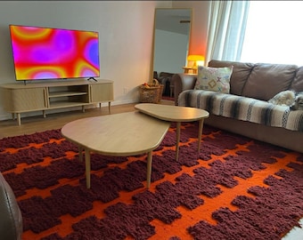 AMAZING MOROCCAN ORANGE Rug - Morrocan chekerboard Rug, Authentic Berber Rug, Bohemian Style Rug For Living Room.