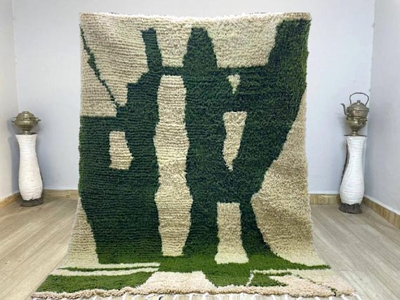 Handmade 9 x 12 Green - Morrocan rug - Berber rug - Moroccan berber rug - Beni ourain rug - Morocco rug - Moroccan area rug