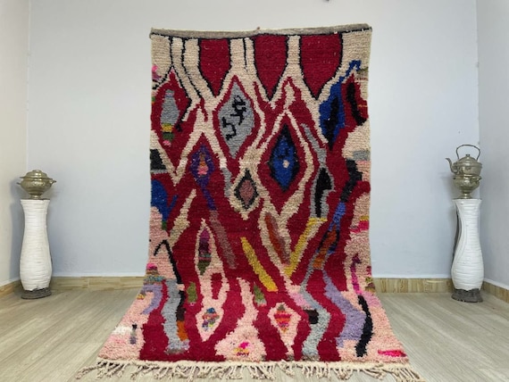 Moroccan Boujaad rug 8x10 , Handmade Wool Rug , Custom Morrocan Rug , Rug For Living Room , Berber Wool Area Rugs , White Moroccan Rug