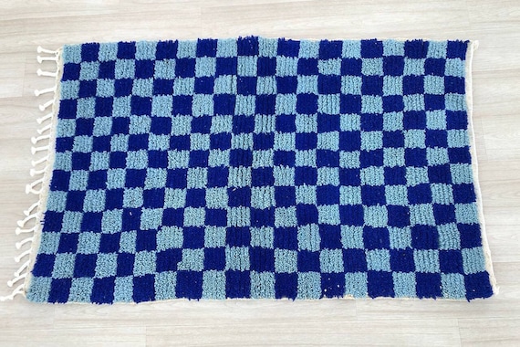 Moroccan Checkered Area Rug, checkered rugs for Living Room, Dining Room Rugs, 9x12 Rug, 8x10 Area Rug, Moroccan Rug, blue rug, Rug 10x14