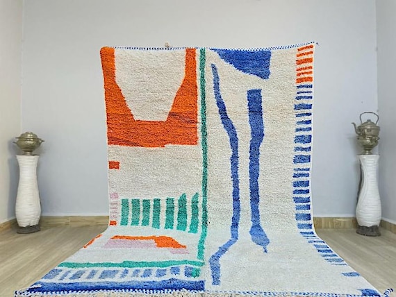 AMAZING MOROCCAN ORANGE Rug, Colorful Rug, Morrocan chekerboard Rug, Authentic Berber Rug, Bohemian Style Rug For Living Room,Home Decor Rug