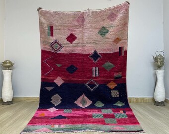 Rosa marockansk matta: Vintage berberullmatta