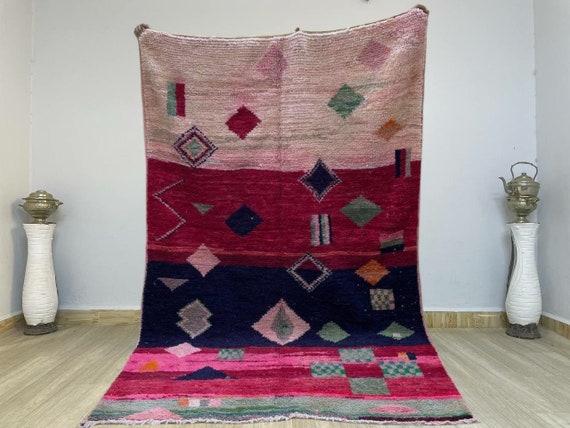 9x12 10x14 MOROCCAN PINK Rug - Moroccan Rug vintage Colorful - Best rug moroccan - Amazing Moroccan Rugs - Authentic Pink Rug.
