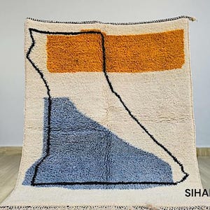 Teppich für Wohnzimmer , Handgemachter Teppich , Wollteppich , Beni Ourain Teppich , Berberteppich 200x300