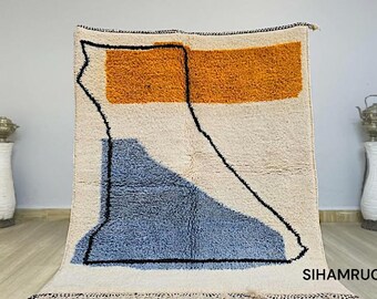 Handmade Wool Beni Ourain Rug: Colorful Berber Moroccan Rug