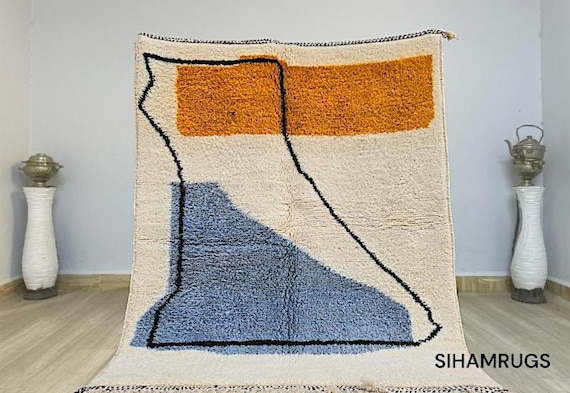 Colorful area rugs for living room, Moroccan Light Blue Rug , Shag Rugs,Boujaad Rug, multicolor berber carpet,