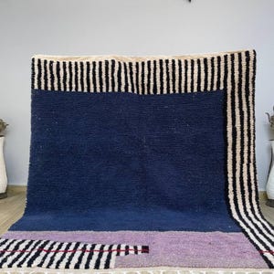 MERAVIGLIOSO tappeto blu marocchino, tappeto marocchino a scacchiera, autentico tappeto berbero, tappeto in stile boho per soggiorno, tappeto marocchino