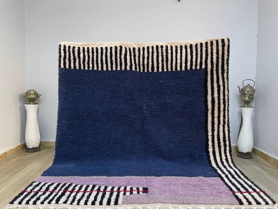 Amazing Moroccan rugs Blue  - Authentic Berber rug - Personalized Moroccan rug -  Morrocan Blue rug- Abstract Wool rug for living room.