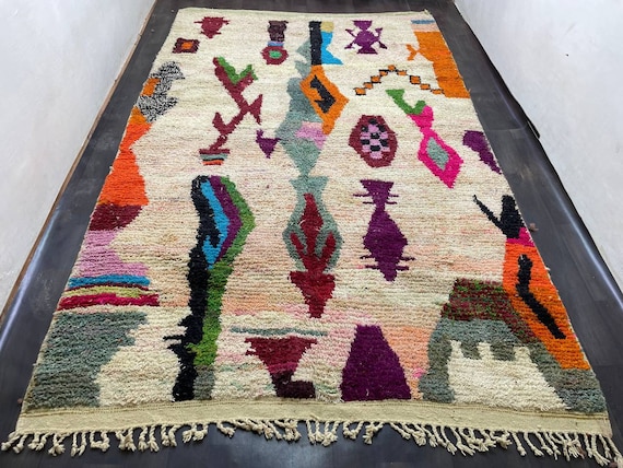 Moroccan orange rug - Morrocan handmade rug - beni ourain rug - Authentic Berber Rug - bohemian style Rug for living room - rugs for bedroom