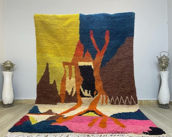 Blue Berber Moroccan Rug: Handwoven Wool Carpet