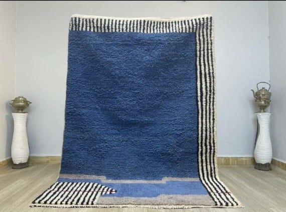 Moroccan blue rug 14x15 - Beni ourain rug - Handmade Morrocan Rug, Authentic Berber Rug, Bohemian Style Rug For Living Room .