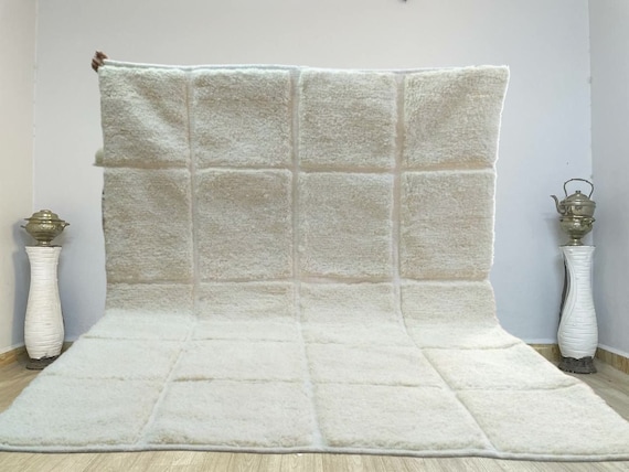 Moroccan Handmade rug ,Beni ourain style Morocco wool Berber Rug, modern rug, Hand woven rug, Azilal Berber style - white Rug Morocco