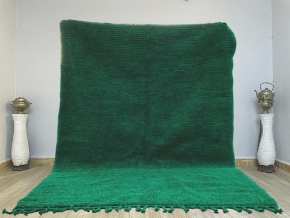 Handmade green rug for living room , Beni Ourain Green Rug , Custom Green Moroccan Rug 10x14 , Authentic rug ,  moroccan beni rug