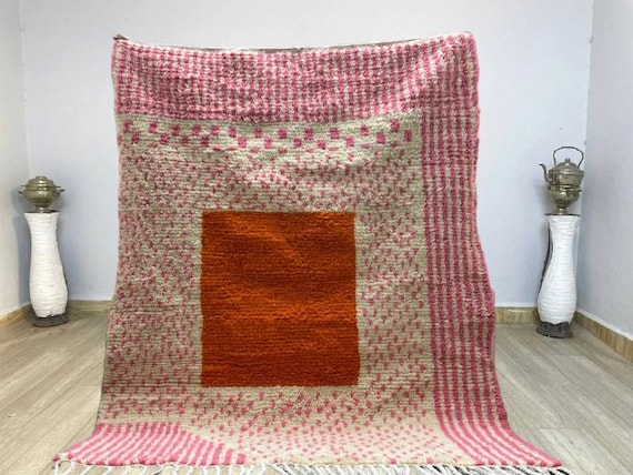 Pink Custom Boujaad rug, Orange Morrocan rug, Soft shag wool rug, Moroccan Berber rug, Bohemian rug, Custom sized rug in ALL SIZES