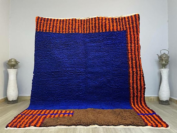 Amazing Moroccan rug blue - Morrocan rug - Moroccan rugs Blue - solid blue rug - beni ourain rug - handmade rug - custom made rugs