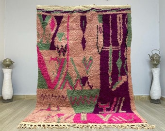 Handmade Pink Moroccan Rug: Custom Wool Boujaad Rug