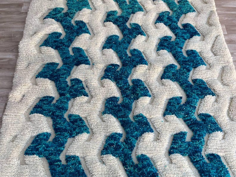 Blue Handmade Rug, Custom Moroccan Rug, Moss Rug, Berber Rug, Beni