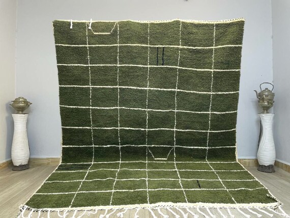 Moroccan rug , Handmade Rug, Green Rug For Living Room , Wool Rug , Green Moroccan Rug 8x10 , Berber Rug , Custom Area Rug , Bedroom Rug