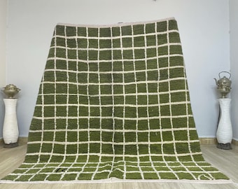 Handmade Green Moroccan Rug: Berber Wool Area Rug