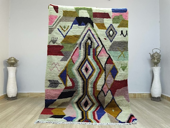 Custom Pink Boujaad rug, Checkerbaord Morrocan rug, Soft shag wool rug, Moroccan Berber rug, Bohemian rug, Custom sized rug in ALL SIZES