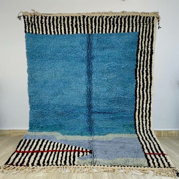 Steel Blue Beni Ourain Rug, Handwoven Moroccan Berber Rug