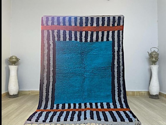 Amazing Moroccan rug blue - Berber rug - Custom moroccan rug - Beni ourain rug - Handmade rug - Solid blue rug - Custom made rugs